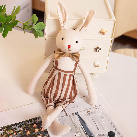Vintage Linen Bunny Plush Doll – Soft Handmade Stuffed Animal Toy for Kids & Decor